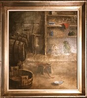 Balogh András Péter (1950-) Borospince. Olaj/farost, 40x35cm, plusz keret! Kiállításon szerepelt!