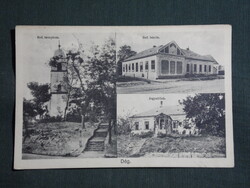 Képeslap,Dég,mozaik,Ref. templom,Ref iskola,Jegyzőlak látkép,részlet,Karinger Bp. kiadás, 1929-