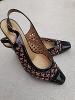 Női cipő, olasz bőr, necces lak, Rajnaitol, 36 méret 8 cm sarok. Eredeti ára 39000ft