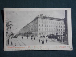 Képeslap,Budapest,Mária Terézia laktanya,Maria Theresia-Caserne,utca részlet,Divald K. Bp. kiad,1899
