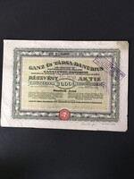 Ganz és Társa Danubius Részvénytársaság Részvény 1923.