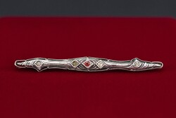 Fishson art deco kitűző, bros, antik, sterling, kövekkel, jelzett