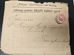 1888-as 5 kr bélyeg levélen,  szélesre fogazott , kisebb hiba , Debreczen-Rimaszombat