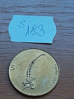 SZLOVÉNIA 5 TOLAR 1995 Sárgaréz, Alpesi kőszáli kecske  S183