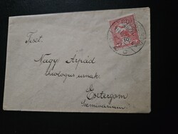 1914-es 10 Fillér bélyeg levélen Budapest