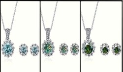 Moissanite Gyémánt Köves Nyaklánc Medál 1 karát Fülbevalló 2x 0,5 karát Szett 3 színben S925 Ezüst.
