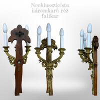 Nagy méretű neoklasszicista stílusú antik réz falikar