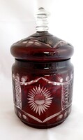 Bordó kristály fedeles tartóka/bonbonier (Römer)