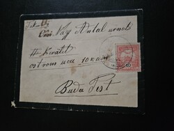 1916-os 10 Fillér bélyeg levélen Budapest