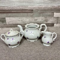 Zsolnay ibolyás porcelán teás készlet