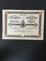 Hungária Egyesült Gőzmalmok Rt. Részvény 15 Pengő 1926.