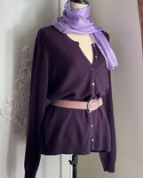 Autograph 46-os 100% cashmere kardigán, mély lila, szilva, prémium kasmír, puha gyapjú