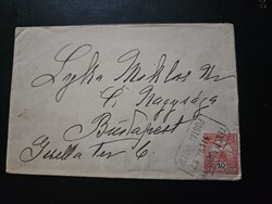 1914-es 10 fillér bélyeg levélen Hencse postaszolgálati b.géző-Budapest