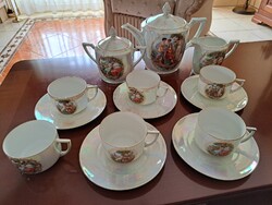 Cseh porcelán jelenetes teáskészlet