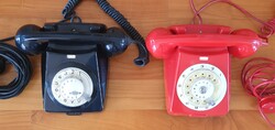Retro telefonok, 2 db fekete, piros