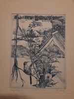 Reich Gábor Tájkép II. rézkarc, 1/75 sorszámos, aláírt