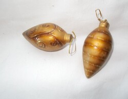 Üveg vagy kerámia karácsonyfa dísz,karácsonyi fenyődísz 2db (bronz,óarany)