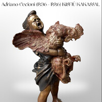 Adriano Cecioni (1836 - 1886) KISFIÚ KAKASSAL - bronz szobor