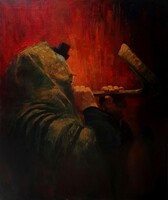 Nyakas Attila: Sófárt fújó, olajfestmény