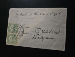 1912-es 2x5 Fillér bélyeg levélen Budapest