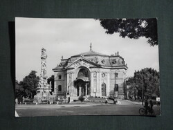 Képeslap,Kecskemét,Katona József színház,szentháromság szobor látkép,részlet, 1966-