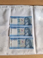 3 db sorszámkövető 1.000.-ft-os bankjegy