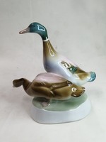 Zsolnay porcelán kacsa pár kis hibával 18 cm. magas