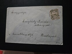 1913-as 6 Fillér bélyeg levélen Budapest
