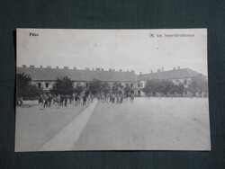 Képeslap,Pécs,Magyar királyi honvéd laktanya,Bélián Béla kantinos kiadás Pécs, 1913-