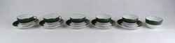 1T851 Zsolnay Olíva zöld-fehér, aranyozott porcelán kávés készlet 5 személyes