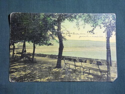 Képeslap,Keszthely,Balaton parti sétány részlet,Mérei Ignác Keszthely kiadás, 1909-
