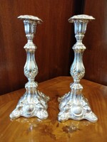 Ezüstözött gyertyatartó pár