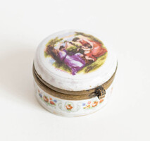 Vintage porcelán szelence, rokokó ékszeres doboz - kincsesláda, viktoriánus stílus