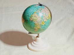 Földgömb forgatható bakelit talapzaton 10cm retro Román glóbusz 17cm magas