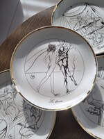 Salvador Dali tervezte, limitált kiadású porcelán tányér kollekció,certifikációval- A 7 művészet