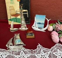 Plexi vegyes Balatoni Emlék hajó vitorlás Zsűrizett az egyik talán réz kagyló    hagyaték makett
