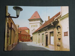 Képeslap,Kőszeg,Hősök kapuja a Szent Jakab szoborral látkép,részlet, 1969-