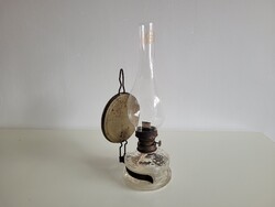 Régi vintage 36 cm nagy üveg petróleum lámpa fali asztali éjjeli lámpa Cristal Patent