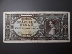 Magyarország Százezer (100000) Pengő 1945 papírpénz - 1945 évi, régi magyar bankjegy