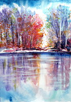 Forest at fall - watercolor painting /Erdő ősszel - akvarell festmény