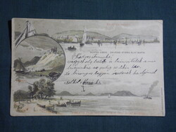 Képeslap,Millenniumi,Balatonfüred,Tihany,Balaton vidéke,Dörre T. grafika,Könyvnyomda Bp. , 1896-