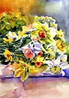 Spring flowers - watercolor painting/ Tavaszi virágok -  akvarell festmény