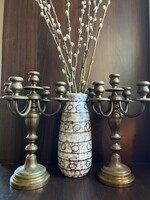 Ötágú réz gyertyatartó pár - elegáns hangulat