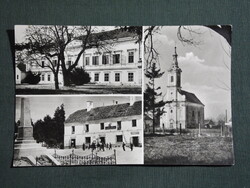 Képeslap,Letenye,mozaik,Szapáry-Andrássy-kastély,templom,Kossuth emlékmű,bolt látkép,részlet, 1959-