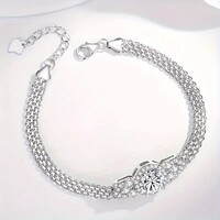 Moissanite 2 karátos Gyémánt Köves Karkötő s925 Sterling Ezüst 18K Aranyozott +GRA tanúsítvány