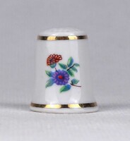 1U861 Hollóházi apró virágmintás, aranyozott porcelán gyűszű