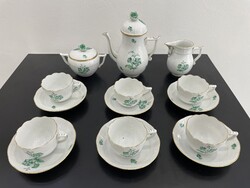 Herendi petrezselyem virág mintás kávéskészlet porcelán étkészlet