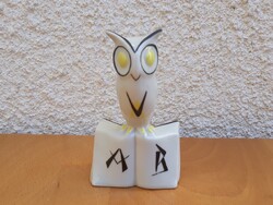 Art deco Hollóházi porcelán Könyvön ülő bagoly