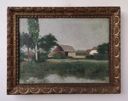 Joó Béla(1874-1909): Szentesi táj. Jelzett olajfestmény.
