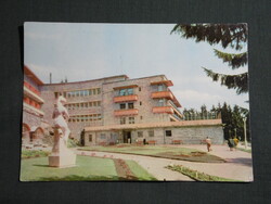 Képeslap,Kékestető,SZTK,SZOT gyógyintézet,üdülő,szálló,Ülő lány szobor látkép, 1966-